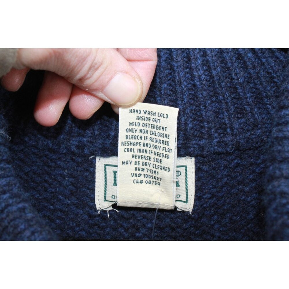 LL Bean Classic Ragg Wool Sweater Henley Nautical Navy Size Medium - Picture 7 of 10